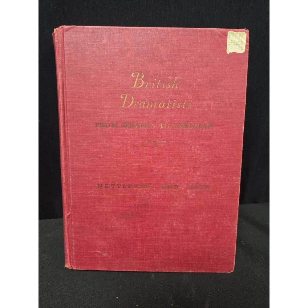 British Dramatists From Dryden To Sheridan 1939 Hardcover Nettleton Case Yale